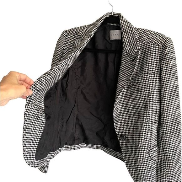 ADEC 2 By PHILLIPE ADEC Houndstooth Single Button Blazer Black White M - Picture 4 of 6